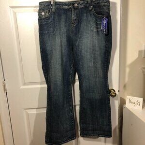 Baccini women jeans with rhinestone embellished buttons, 20W